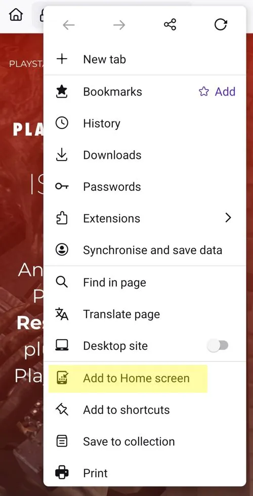 Screenshot of the Android app install instructions