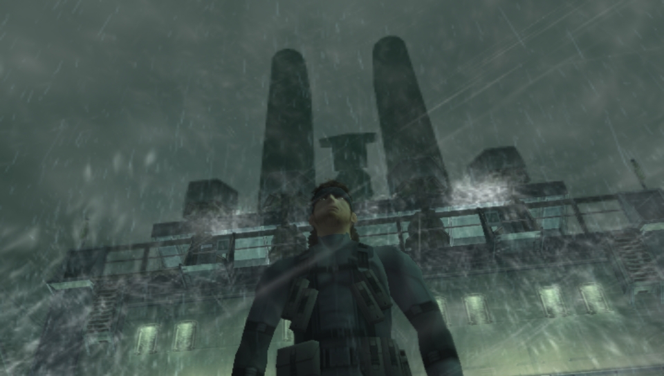 Solid Snake in the rain on the tankier