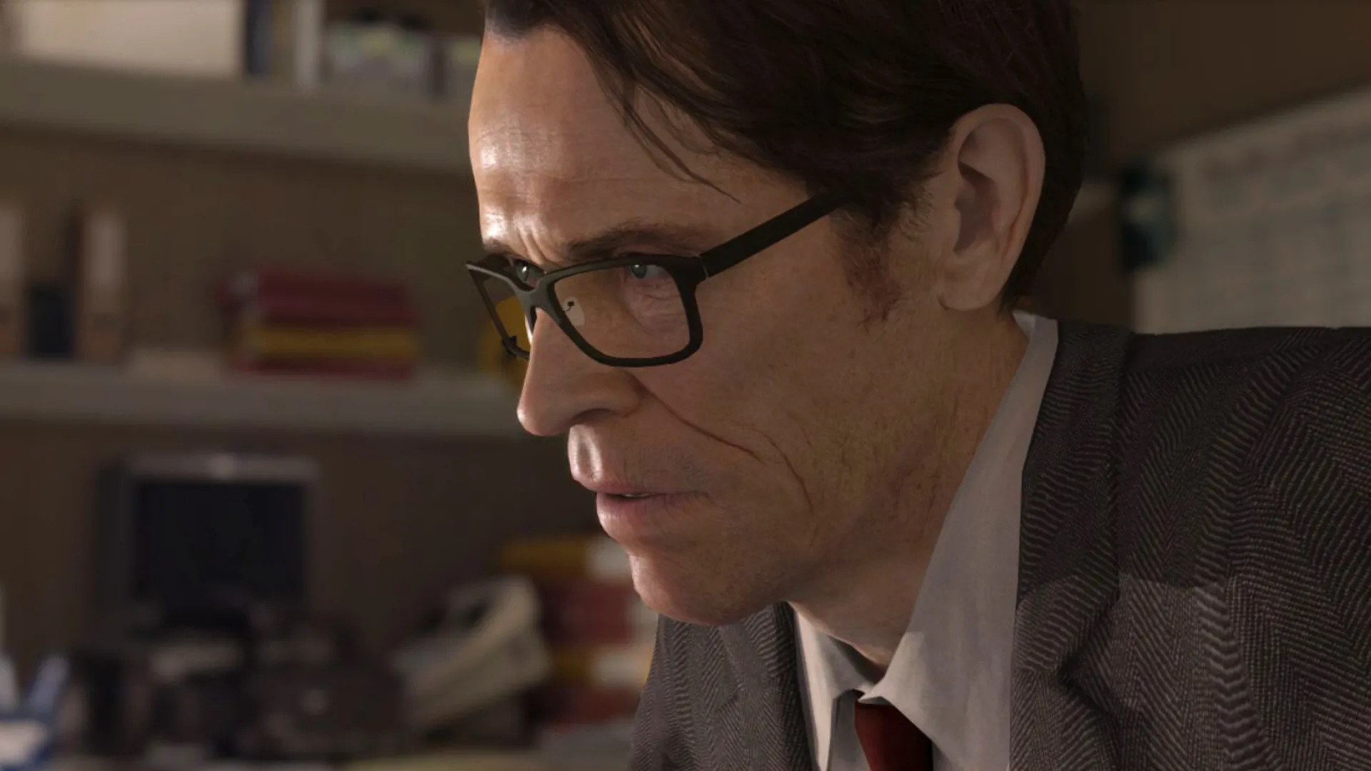 A close up of Wilem Dafoes character