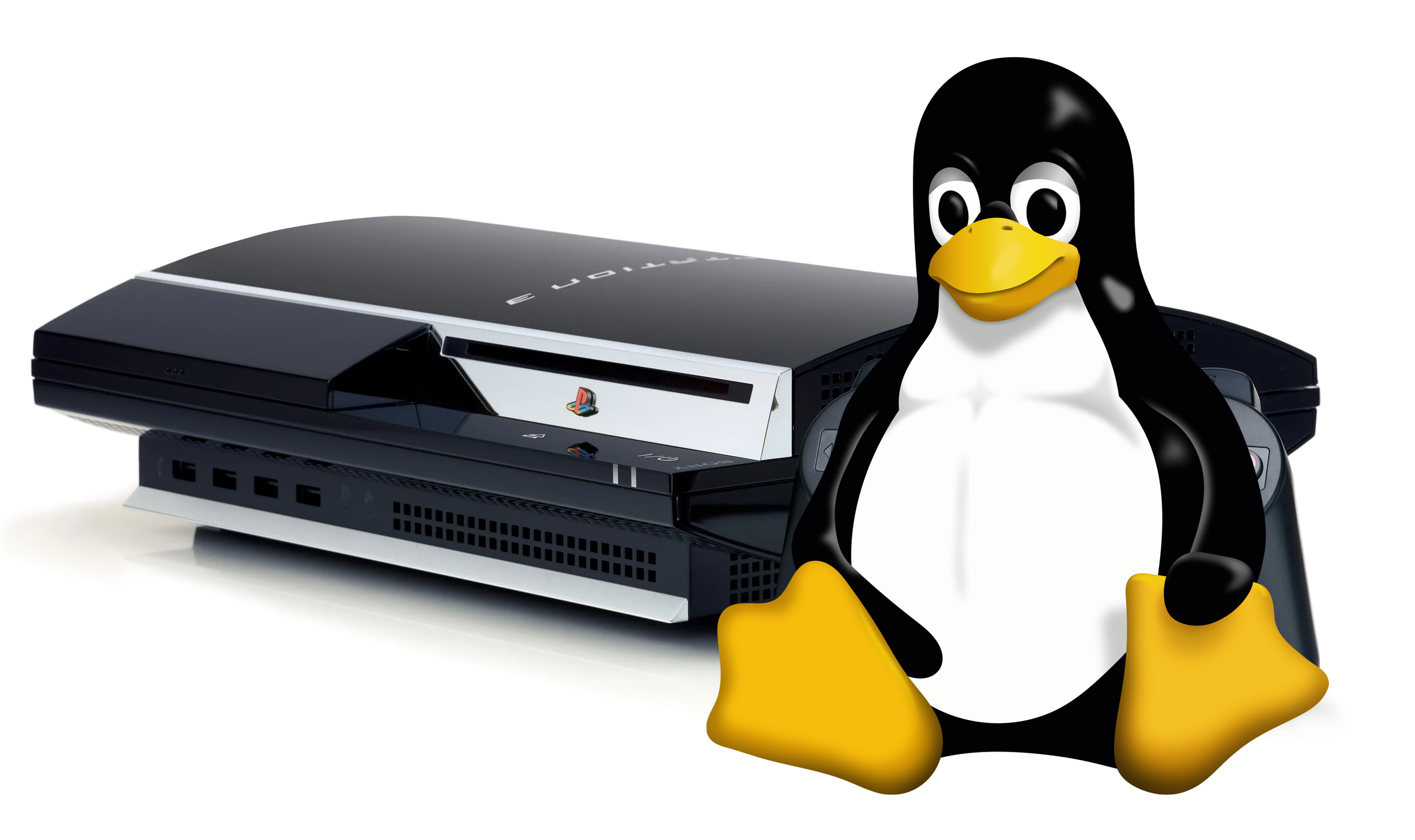 The Linux Tux mascot and a PlayStation 3