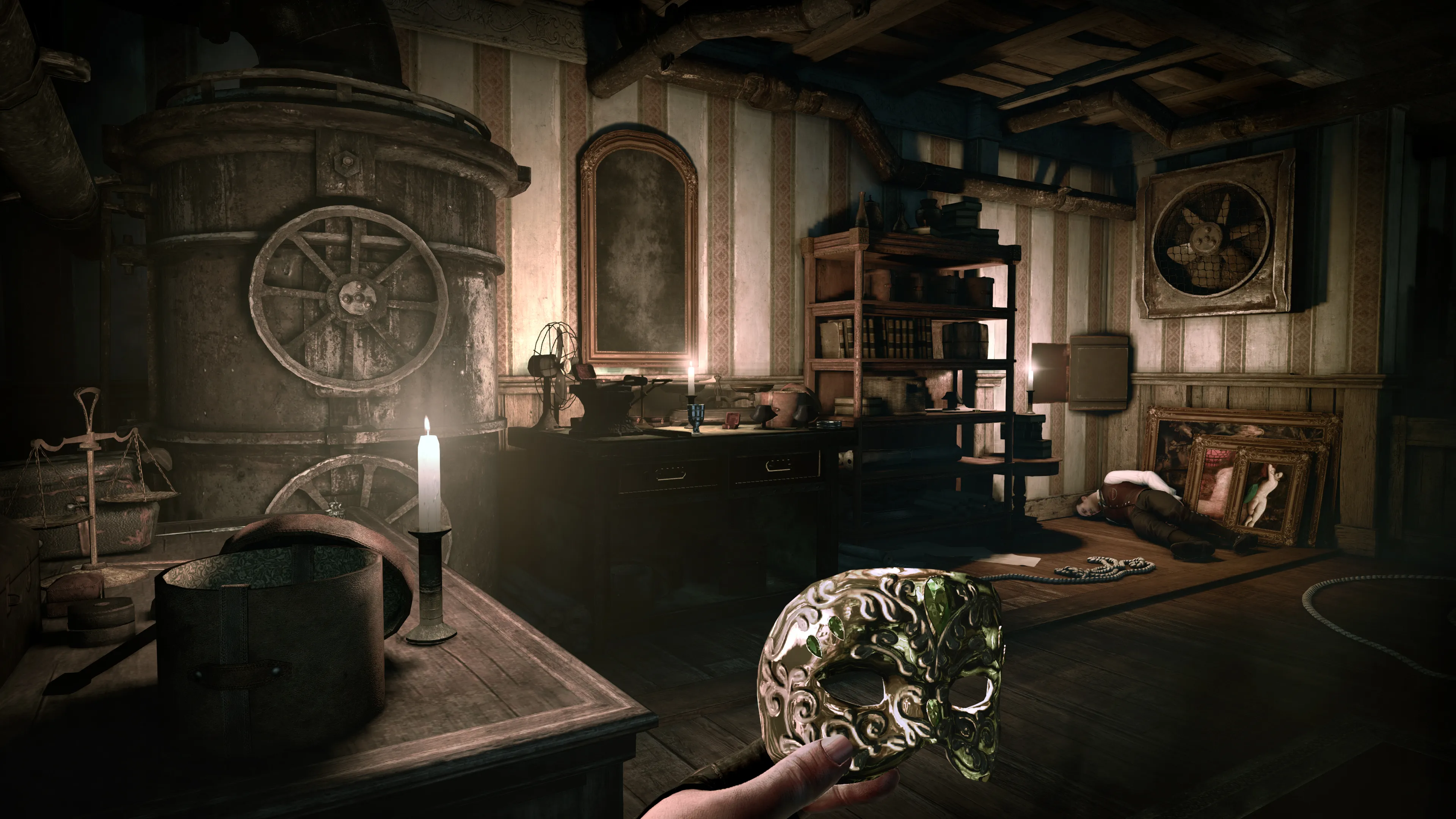 Garrett steals a mask from a house