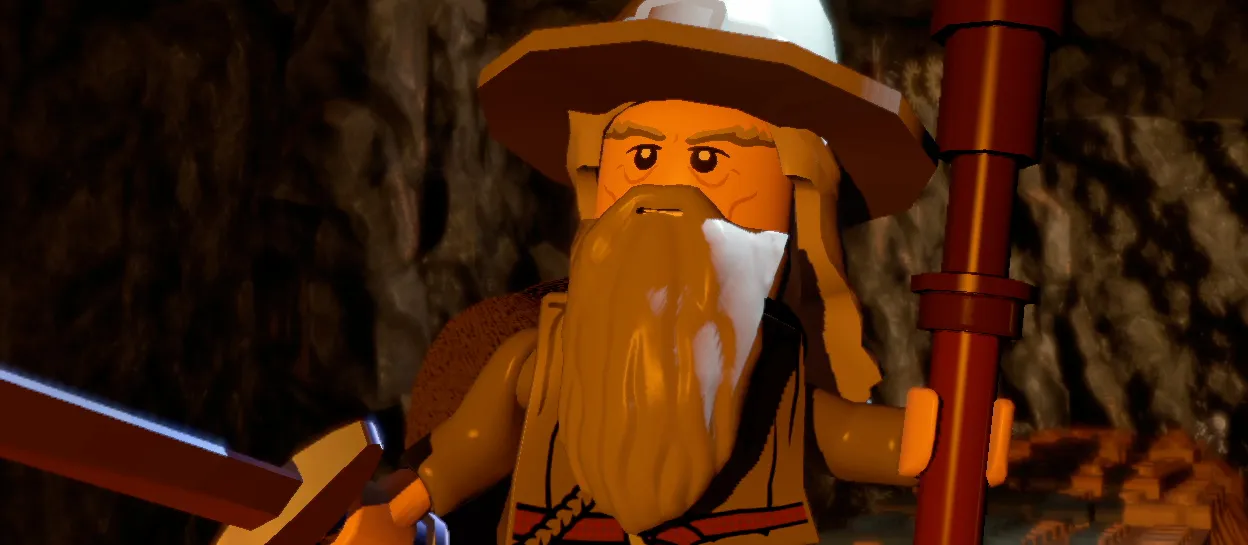 A Lego Gandalf looks worried